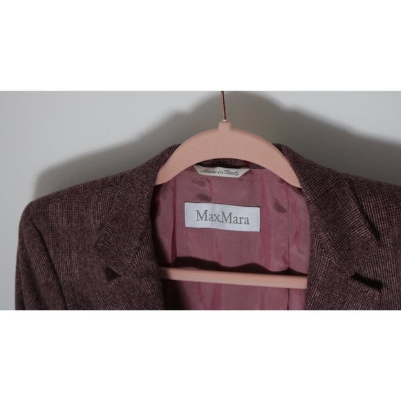 MaxMara sz 8 Wool Angora Blazer Dusty Rose Bugundy Jacket Sport Coat - Picture 4 of 8